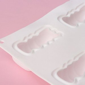 Форма для муссовых десертов и выпечки Доляна «Любовь», 29,5x17x3,5 см, 6 ячеек (8x5 см), цвет белый