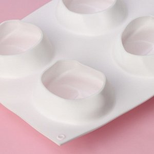 Форма для муссовых десертов и выпечки Доляна «Розы», 30x17,5x5 см, 6 ячеек (6,5x6,8 см), цвет белый