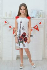 Платье нарядное для девочки арт. ИР-1710, цвет красный/Париж