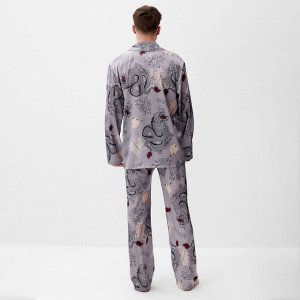 Пижама мужская (рубашка и брюки) KAFTAN "Дракон" размер, серый