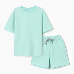 Костюм детский (футболка,шорты), цвет олива, рост