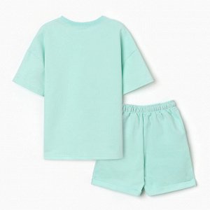Костюм детский (футболка,шорты), цвет олива, рост