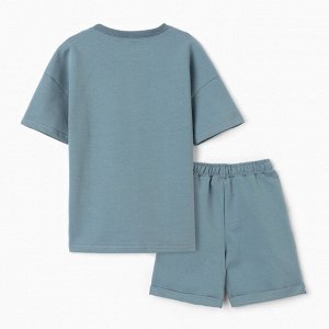 Костюм детский (футболка,шорты), цвет бирюза, рост