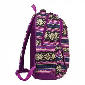 Рюкзак BRAUBERG молодежный, Фиолетовые узоры, канвас, 47х32х