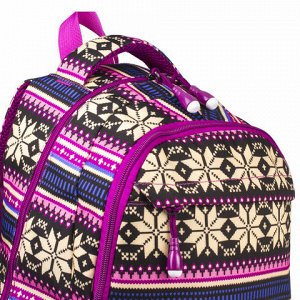Рюкзак BRAUBERG молодежный, Фиолетовые узоры, канвас, 47х32х