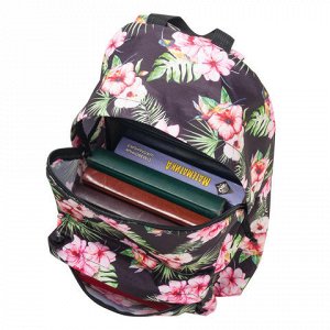 Рюкзак BRAUBERG универсальный, сити-формат, черный, Цветы, 2