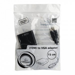 Кабель-переходник HDMI-VGA 15см CABLEXPERT, M-F, для передач
