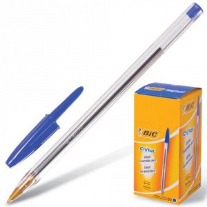Ручка шариковая BIC Cristal, корпус прозрачный, узел 1мм, ли
