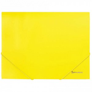 Папка на резинках BRAUBERG "Neon", неоновая желтая, до 300 л