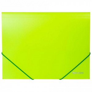 Папка на резинках BRAUBERG "Neon", неоновая зеленая, до 300