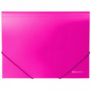 Папка на резинках BRAUBERG "Neon", неоновая розовая, до 300
