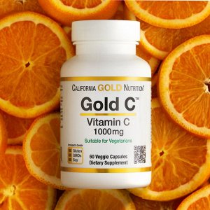 California Gold Nutrition, Gold C, витамин C класса USP, 1000 мг, 60 вегетарианских капсул