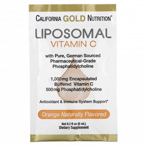 California Gold Nutrition, липосомальный витамин C, 1000 мг, 30 пакетиков по 6 мл (0,2 жидк. унции)