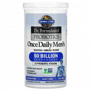 iherb Garden of Life, Dr. Formulated Probiotics, пробиотики, одна таблетка в день для мужчин, 50 миллиардов бактерий,30 растительных капсул