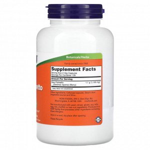 NOW Foods, Ягоды серенои, 250 растительных капсул (550 мг на капсулу)