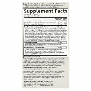 Garden of Life, Vitamin Code, RAW Zinc, 60 веганских капсул