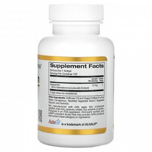 California Gold Nutrition, Astalif, чистый исландский астаксантин, 12 мг, 120 растительных капсул