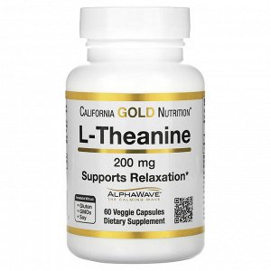 California Gold Nutrition, L-теанин, с AlphaWave, 200 мг, 60 растительных капсул