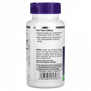 Natrol, биотин, максимальная сила действия, 10 000 мкг, 100 таблеток