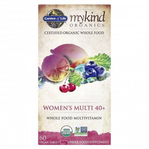 Garden of Life, MyKind Organics, мультивитамины для женщин старше 40 лет, 60 веганских таблеток