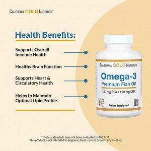 California Gold Nutrition, омега-3, рыбий жир премиального качества, 100 капсул из рыбьего желатина