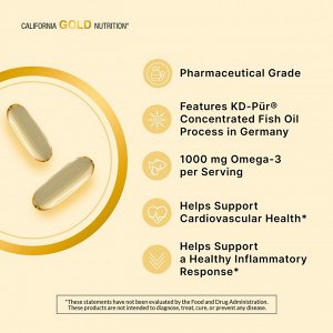 California Gold Nutrition, Omega 800 ультраконцентрированный рыбий жир с омега-3, форма триглицерида KD-Pur, 1000 мг, 90 капсул из рыбьего желатина