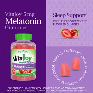 21st Century, VitaJoy, жевательные таблетки с мелатонином, 5 мг, 120 жевательных таблеток (2,5 мг в 1 жевательной таблетке)