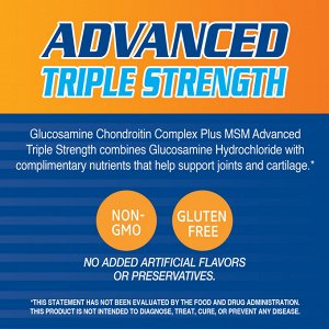21st Century, комплекс глюкозамина и хондроитина с МСМ, улучшенная тройная сила, 80 таблеток