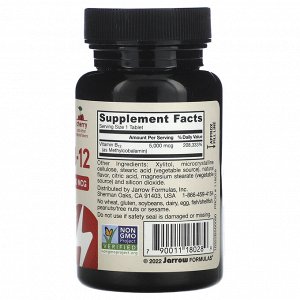 Jarrow Formulas, веганский метил B12, максимальная эффективность, со вкусом вишни, 5000 мкг, 90 жевательных таблеток