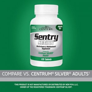 21st Century, Sentry Senior, мультивитаминная и мультиминеральная добавка, для взрослых от 50 лет, 125 таблеток