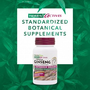 NaturesPlus, Herbal Actives, корейский женьшень, с замедленным высвобождением, 1000 мг, 30 вегетарианских таблеток