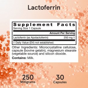 Jarrow Formulas, Лактоферрин, сублимированный, 250 мг, 30 капсул