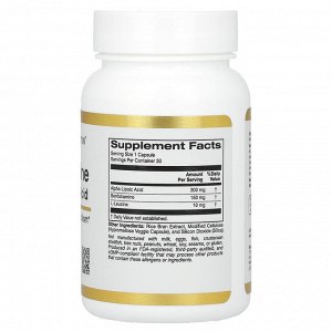 California Gold Nutrition, бенфотиамин с альфа-липоевой кислотой, 30 вегетарианских капсул
