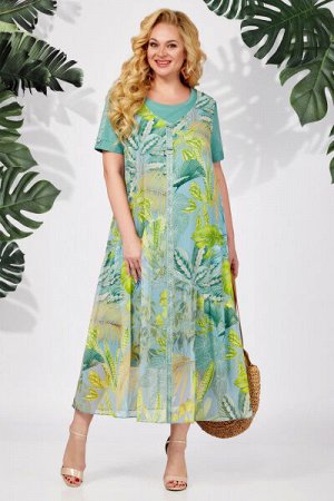 Платье, сарафан  БагираАнТа 709 бирюзовый+зелень