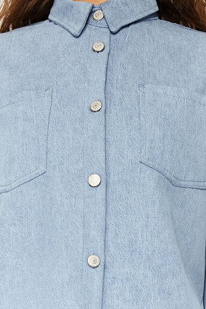 Синяя джинсовая куртка-рубашка оверсайз