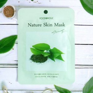 Тканевая маска для лица с натуральным экстрактом Зеленого чая 23мл. FOODAHOLIC. Корея