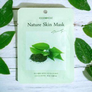 Тканевая маска для лица с натуральным экстрактом Зеленого чая 23мл. FOODAHOLIC. Корея