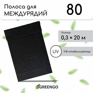 Полоса защитная для междурядий, 20 * 0,3 м, плотность 80/м?, спанбонд с УФ-стабилизатором, чёрная, Greengo, Эконом 20% 🌀