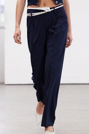 Темно-синие широкие тканые брюки с поясом, ограниченная серия