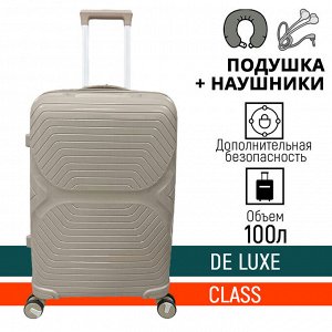 Чемодан на колесах из полипропилена для путешествий ударопрочный, лёгкий, кодовый замок, телескопическая ручка, ZDRASTi Travel , размер L, 28" дюймов, 100л (В ПОДАРОК подушка+наушники)