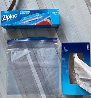 Ziploc пакеты для хранения и заморозки, 14шт (26.8x27.3 см)