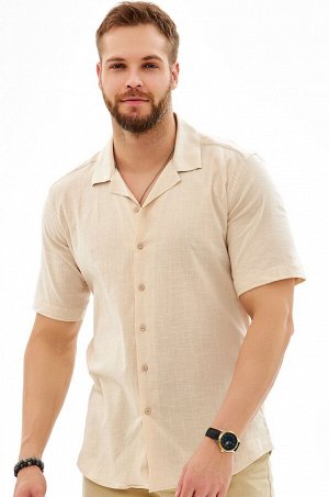 Мужская льняная рубашка с коротким рукавом