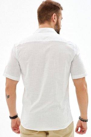 Мужская льняная рубашка с коротким рукавом