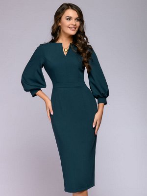 1001 Dress Платье-футляр изумрудного цвета с объемными рукавами