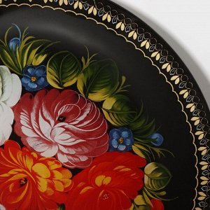 Тарелка стеклянная пирожковая Доляна «Народные мотивы», d=18 см, цвет чёрный