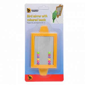 Игрушка для птиц "Зеркало с бусами", 13 х 6,7 см, микс цветов