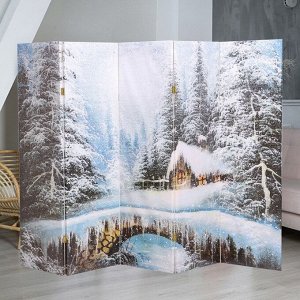 Ширма "Картина маслом. Зимний лес", 250 х 160 см