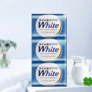 Натуральное увлажняющее туалетное мыло "White" со скваланом (нежный аромат цветочного мыла) 85 г х 3 шт.