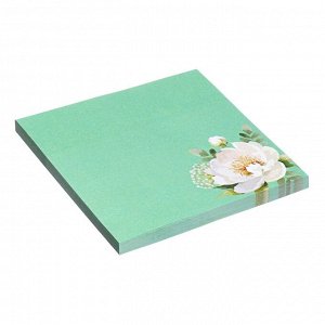 Блок с липким краем бумажный 75х75 мм, ErichKrause "Pastel Bloom", 50 листов, бирюзовый