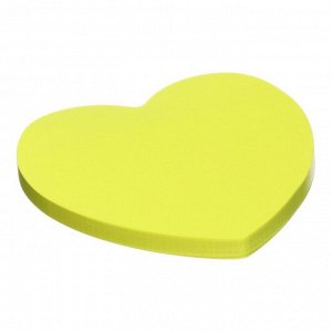 Блок с липким краем бумажный 70x70мм, ErichKrause "Heart Neon", 50 листов, желтый